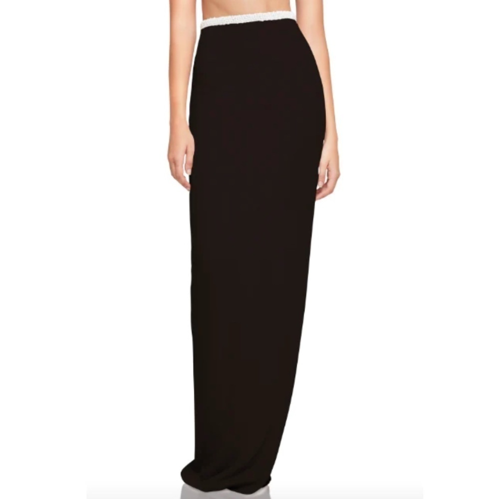Column Maxi Skirt Cut-out waist Black/White Dark Romantic 2X